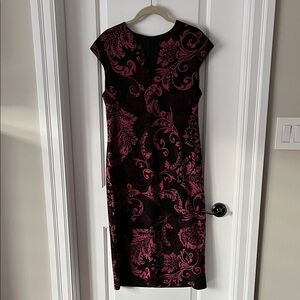 Connected Apparel Black and Pink Midi Dress